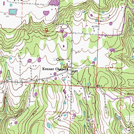 Topographic Map of Kenner Chapel, AR