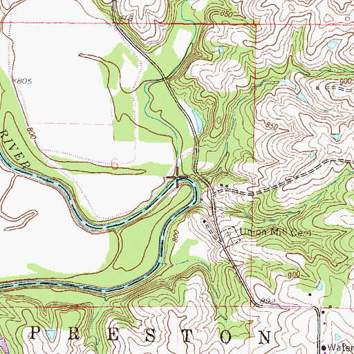 Topographic Map of Mitchell Branch, MO