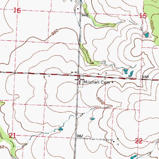 Topographic Map of Mitchell Cemetery, MO