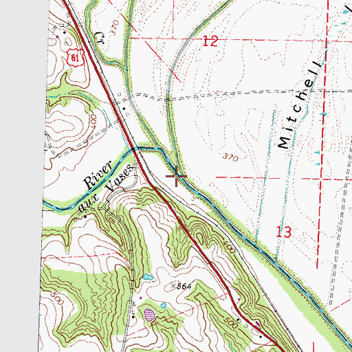 Topographic Map of Mitchell Slough, MO