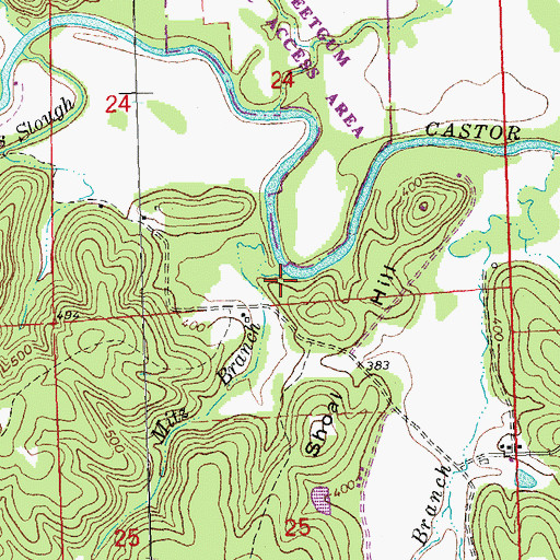 Topographic Map of Mitz Branch, MO