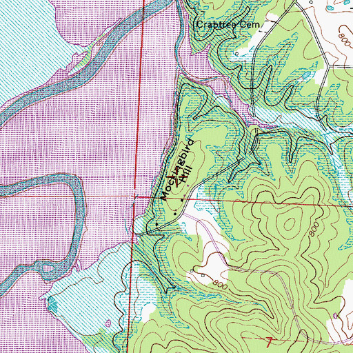 Topographic Map of Mockingbird Hill, MO