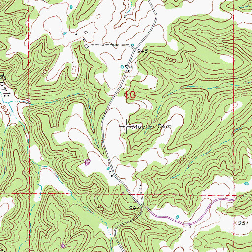 Topographic Map of Moeller Cemetery, MO