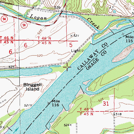 Topographic Map of Mollie Dozier Chute, MO