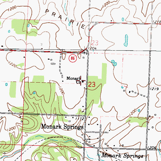 Topographic Map of Monark Church, MO