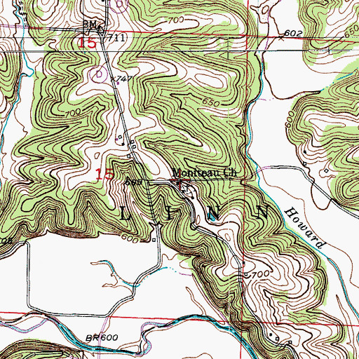 Topographic Map of Moniteau Church, MO