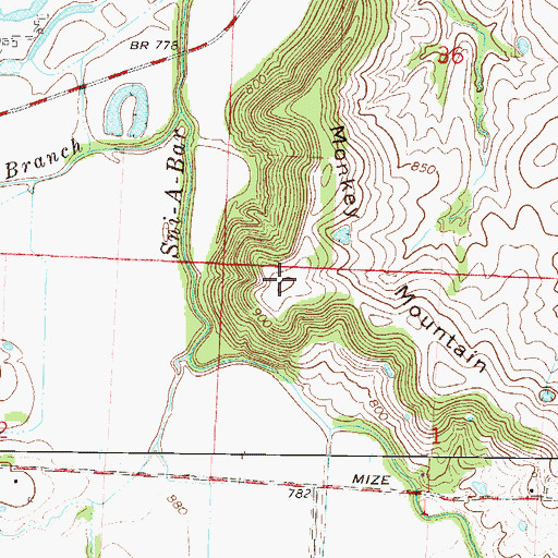 Topographic Map of Monkey Mountain, MO