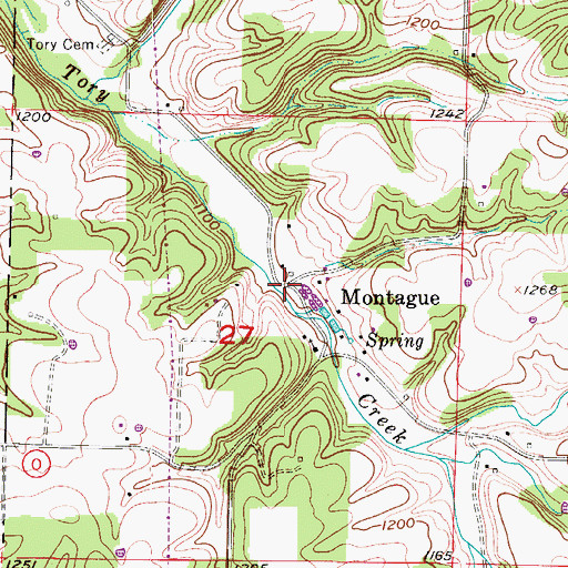 Topographic Map of Montague, MO