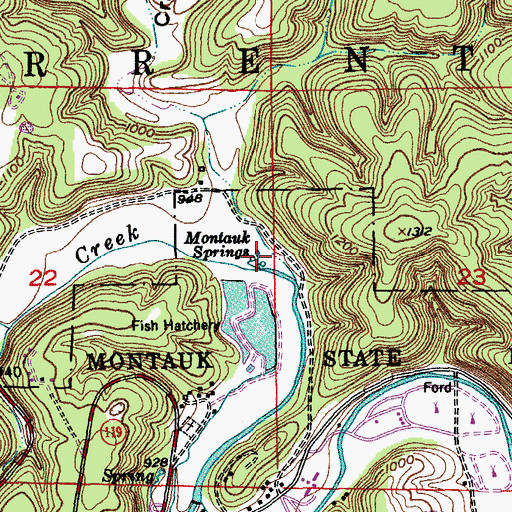 Topographic Map of Montauk Springs, MO