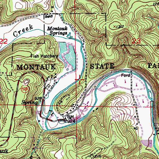 Topographic Map of Montauk State Park, MO
