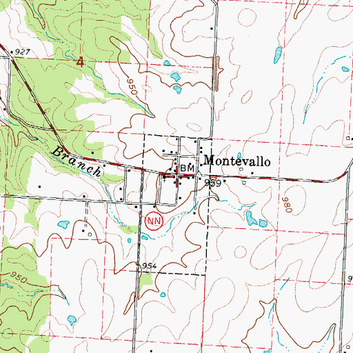 Topographic Map of Montevallo, MO