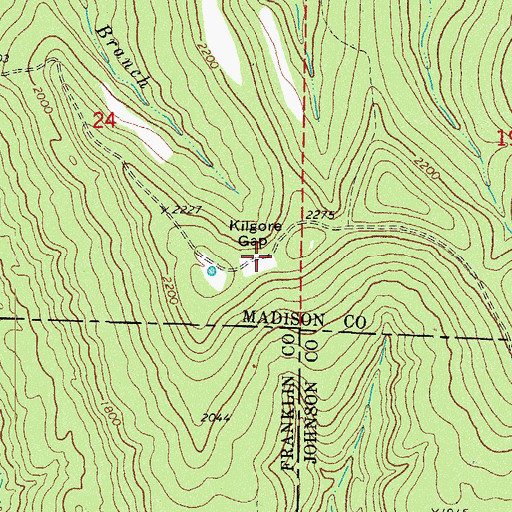 Topographic Map of Kilgore Gap, AR