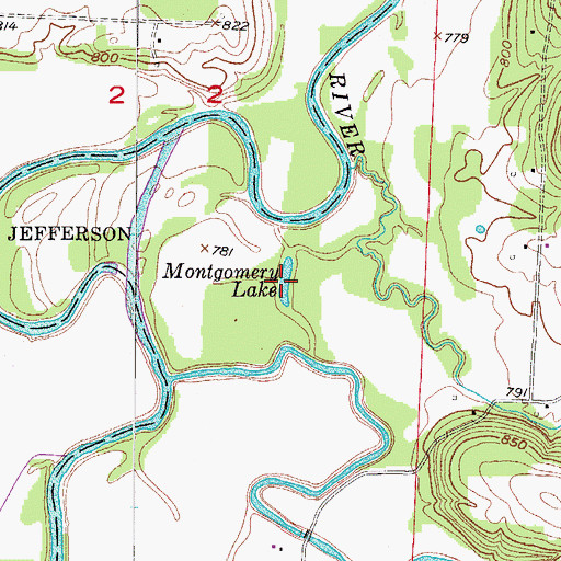 Topographic Map of Montgomery Lake, MO
