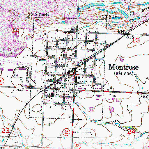 Topographic Map of Montrose, MO