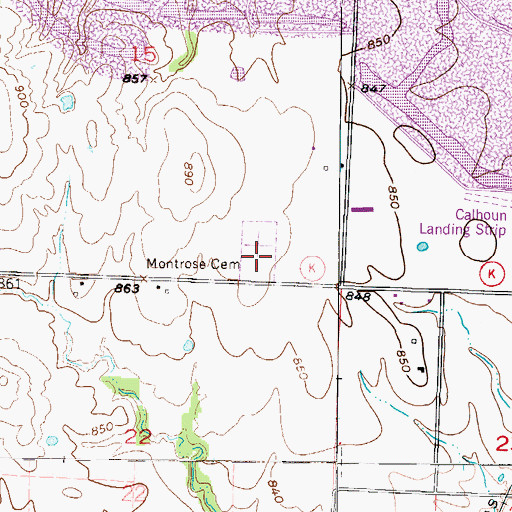 Topographic Map of Montrose Cemetery, MO