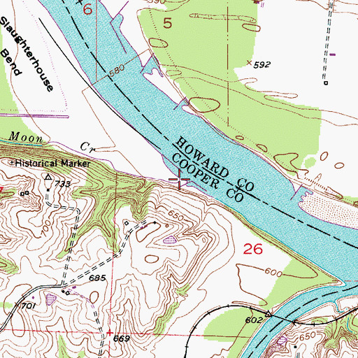 Topographic Map of Moon Creek, MO