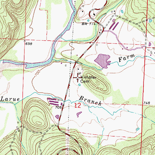 Topographic Map of Kimbler Cemetery, AR