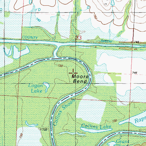 Topographic Map of Moore Bend, MO