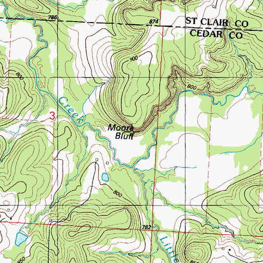 Topographic Map of Moore Bluff, MO