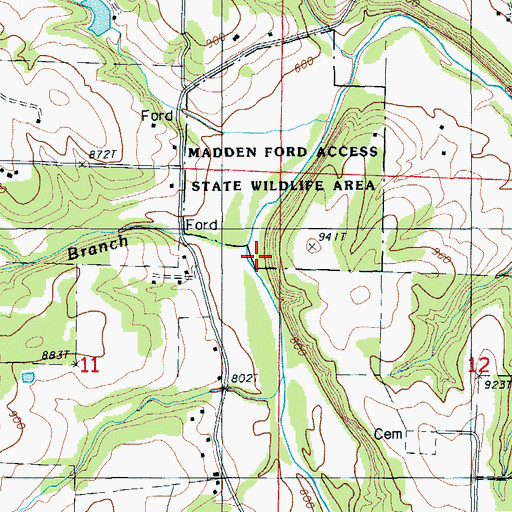 Topographic Map of Moore Branch, MO