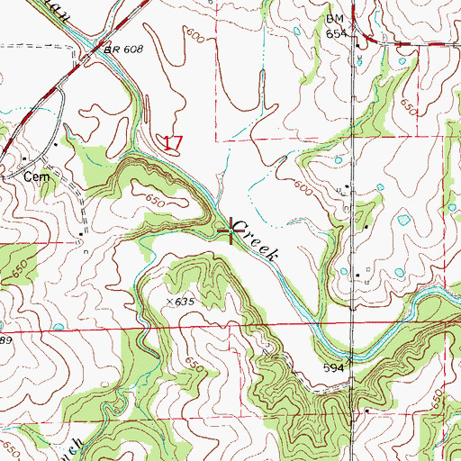 Topographic Map of Moore Branch, MO