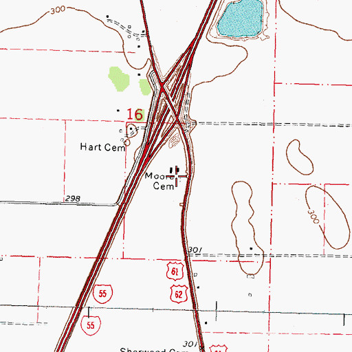 Topographic Map of Moore Cemetery, MO