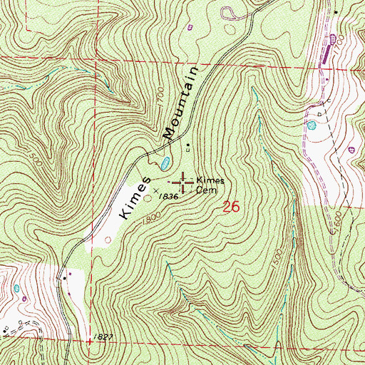 Topographic Map of Kimes Cemetery, AR