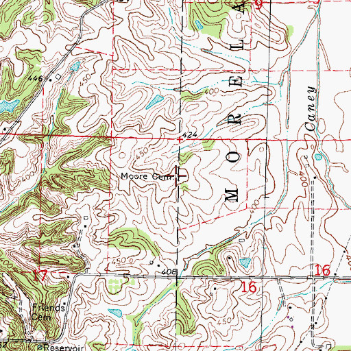 Topographic Map of Moore Cemetery, MO