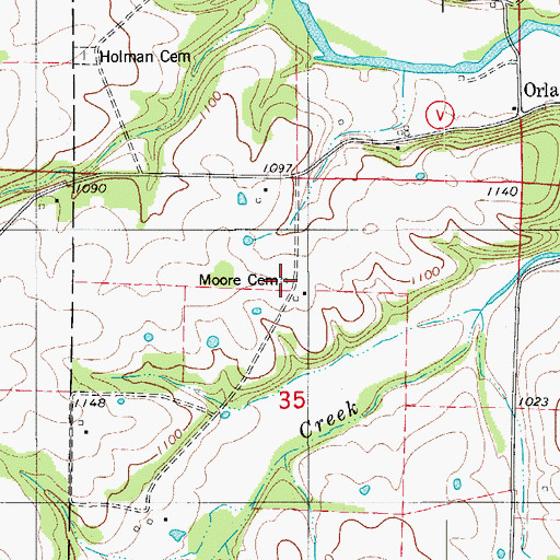 Topographic Map of Moore Cemetery, MO