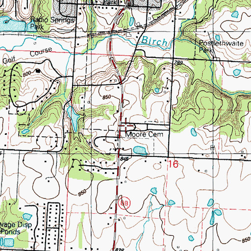 Topographic Map of Moore Cemetery, MO