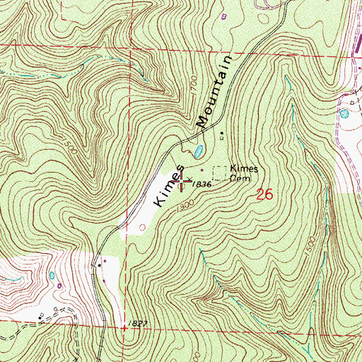 Topographic Map of Kimes Mountain, AR