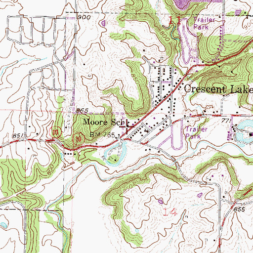 Topographic Map of Moore School, MO