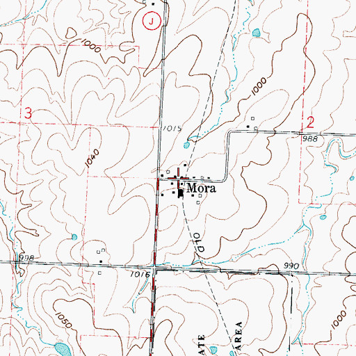 Topographic Map of Mora, MO