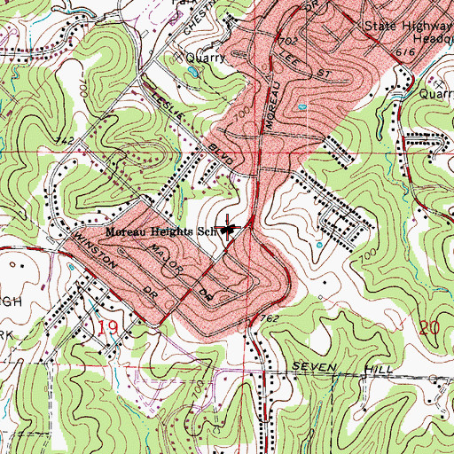 Topographic Map of Moreau Heights Elementary School, MO