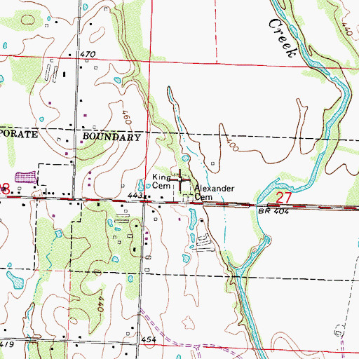 Topographic Map of King Cemetery, AR
