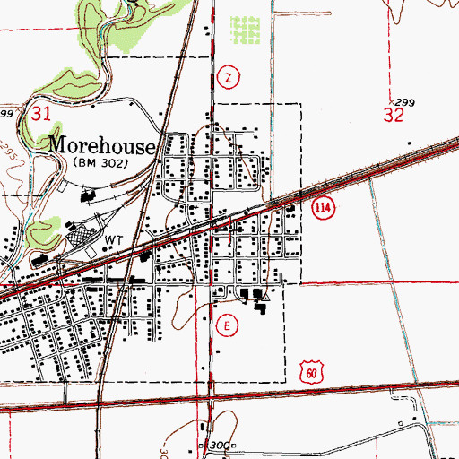 Topographic Map of Morehouse, MO