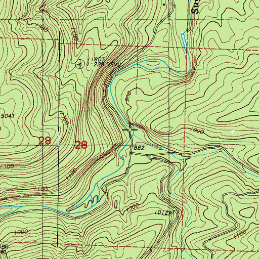 Topographic Map of Kingdoodle Creek, AR