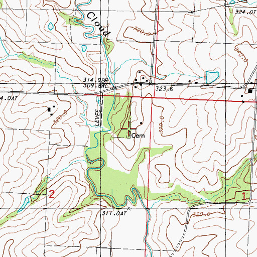 Topographic Map of Morgan Cemetery, MO