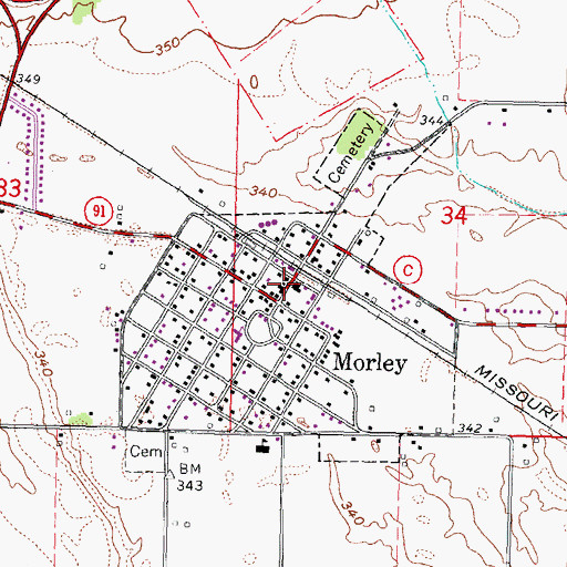 Topographic Map of Morley, MO