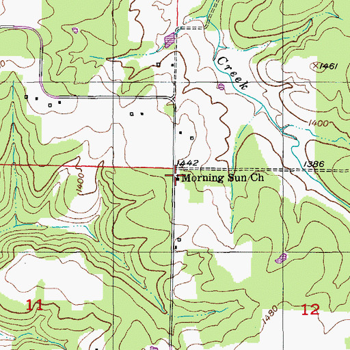 Topographic Map of Morning Sun Church, MO