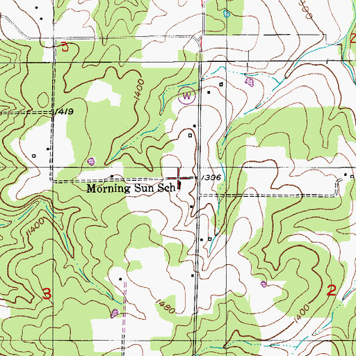 Topographic Map of Morning Sun School, MO