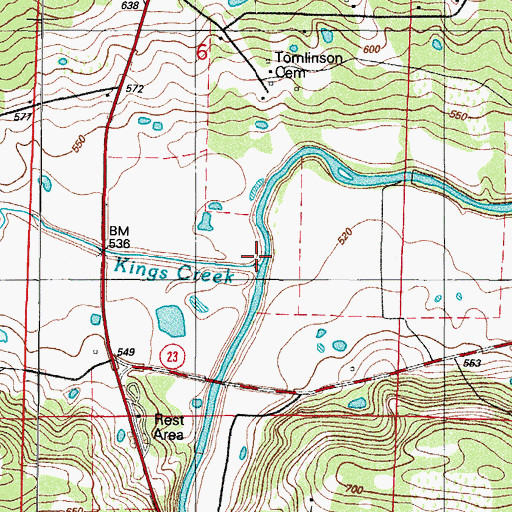 Topographic Map of Kings Creek, AR