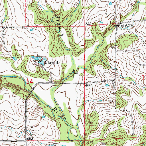 Topographic Map of Morris Branch, MO