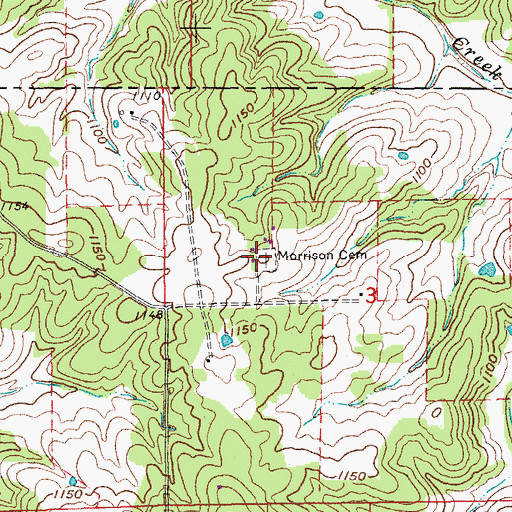 Topographic Map of Morrison Cemetery, MO