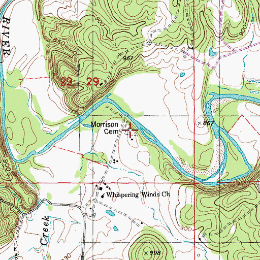 Topographic Map of Morrison Cemetery, MO