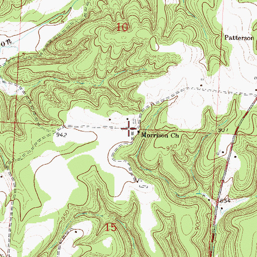 Topographic Map of Morrison Church, MO