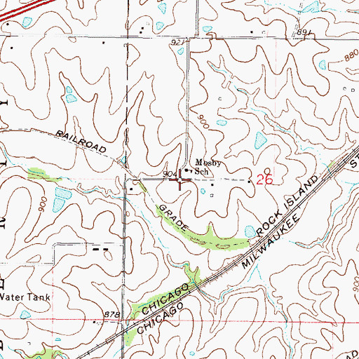 Topographic Map of Mosby School, MO
