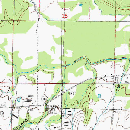 Topographic Map of Kitchen Branch, AR