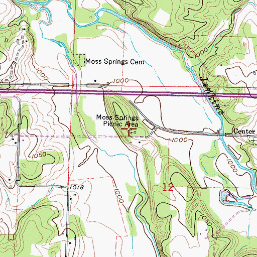 Topographic Map of Moss Springs Picnic Area, MO