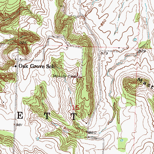 Topographic Map of Moudy Cemetery, MO